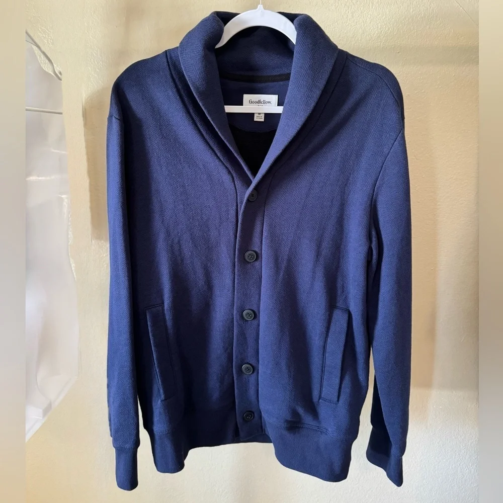 Goodfellow & Co Navy Shawl Collar Cardigan Size M 60% Cotton 40% Polyester